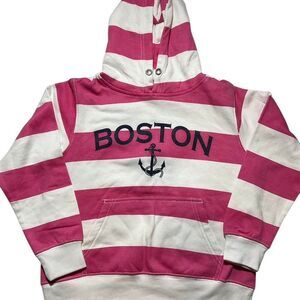 Vineyard girl pink and white stripes Hoodie Size 6-7